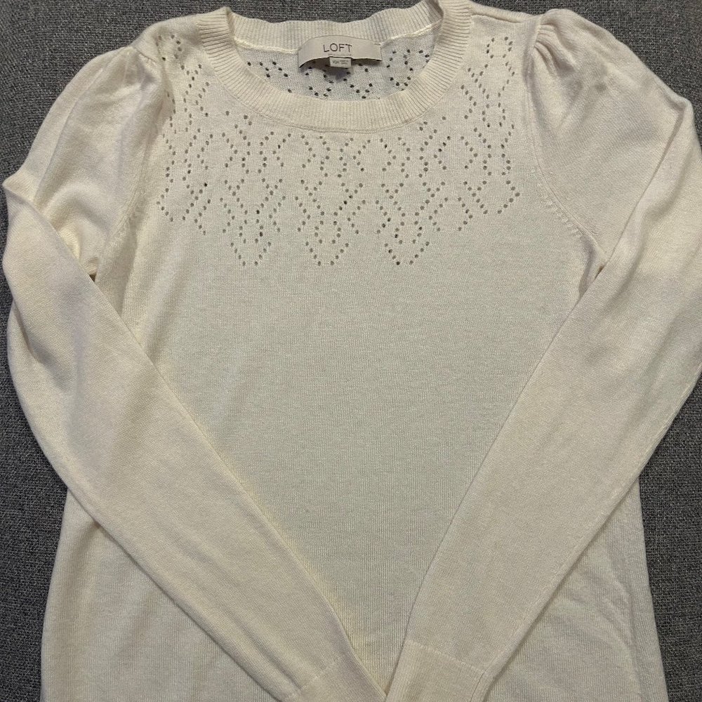Loft Ivory Pointelle Maternity sweater XS